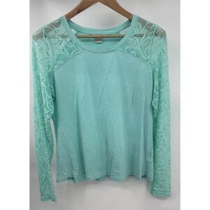 ARIAT Women's Teal Green Lace Long Sleeve Top Size XL Casual Western Top